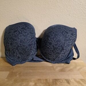 Victorias Secret Body by Victoria Perfect Shape Bra Navy Blue Lace Trim 38DD